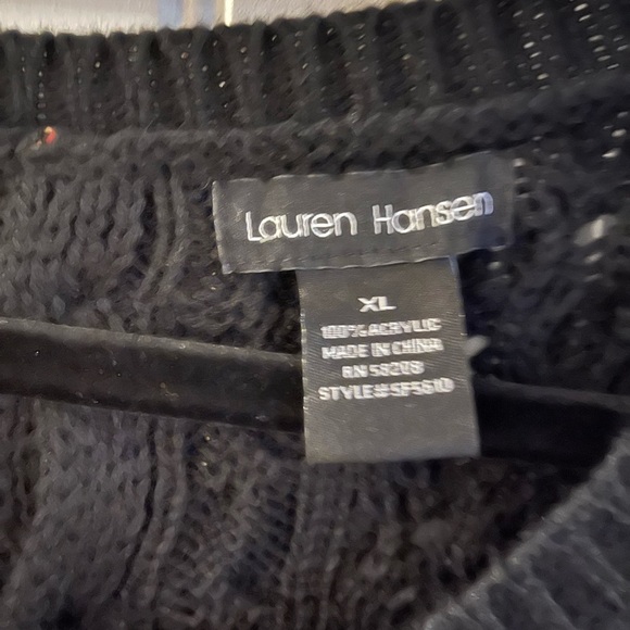 Lauren Hansen Black Cable Knit with Button Back Detail, size. XL - Picture 2 of 3